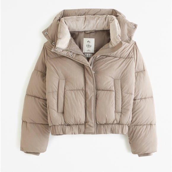 Abercrombie & Fitch Jackets & Blazers - Abercrombie & Fitch • Tan // Light Brown Mini Ultra Puffer Coat (M) *NWT*
